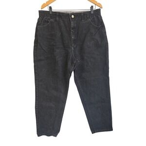 Vintage LL Bean Black‎ High Waist Elastic Denim Jeans Made in USA 18P Womens